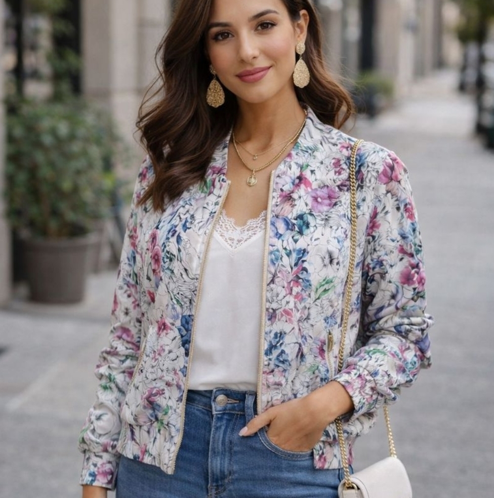 🌺🌼H&M Multicolor Floral Bomber Jacket